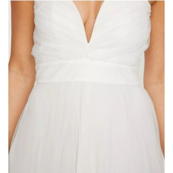 NEW! NASTY GAL STRAPLESS Tulle Bandeau RUFFLE Hem Midi Dress White SZ 6 - Picture 5 of 11